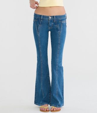 A&eacute;ropostale Super Low-Rise Flare Lightning Bolt Jean