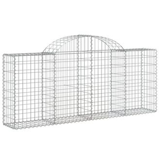 Berkfield Home Decorative Arched Gabion Baskets 11 pcs 200x30x80/100 cm Galvanis in Silver