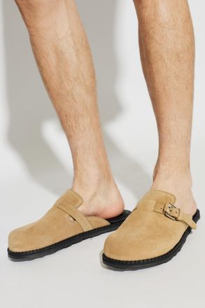 Moschino Suede Slides, Mens, Beige