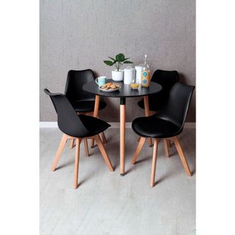 Regalos Miguel Regalos Miguel - Black Friday - Conjunto Mesa Tower Redonda 80 Cm Negra Y Pack 4 Sillas Synk Basic - Negro