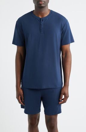Lunya Slumberknit Henley Pajama T-Shirt in Deep Blue at Nordstrom, Size Xx-Large