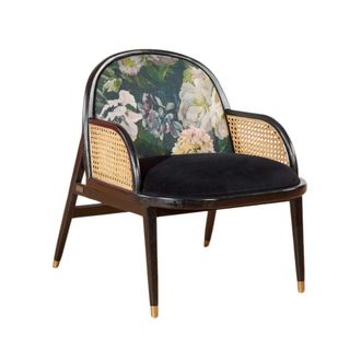 Robin des Bois Sill&oacute;n de rejilla de terciopelo negro y lino con motivos negro