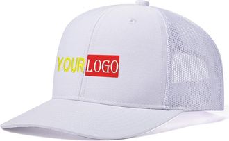 Generic Personalized Embroidered 112 Trucker Cap for Men & Women Mesh Baseball Cap Custom Your Text&Logo Here Personalized Baseball Hat White