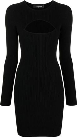 Dsquared2 Zwarte Zwarte Mini-jurk met Cut-out - Dames - Korte kleedjes - Zwart - L - Kleedjes