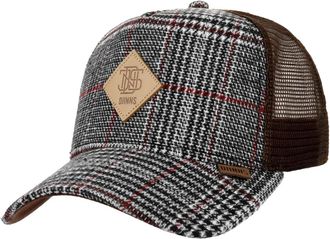 Djinns Trucker Cap - Check Tweed, Coffee, Adjustable Unisex Hat