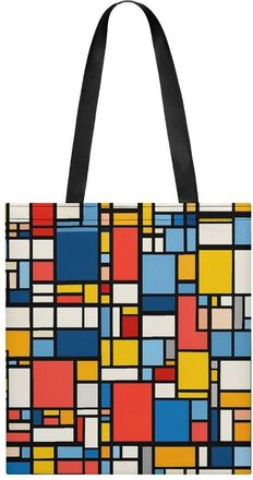 Generic Red Blue And Yellow Mondrian Style Tote Bag for Women Men Shoulder Bags Purses Pouch Handbags