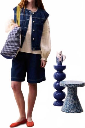 FRNCH Womens Victory Denim Vest In Blue