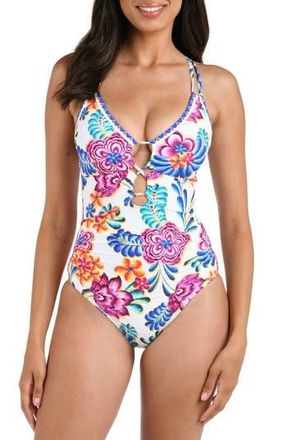 La Blanca Paradiso Lace-Up One-Piece Swimsuit in White at Nordstrom Rack, Size 10