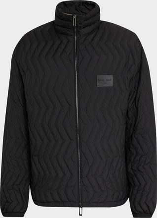 Emporio Armani Mens Chevron Quilted Padded Down Jacket