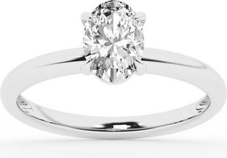 Grown Brilliance Lab Grown Diamond Engagement Ring in 10K White Gold, 1 Carat Oval Cut Solitaire, Ring Size 6