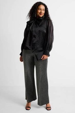 Greatlooks wide leg broek met glitters zilver