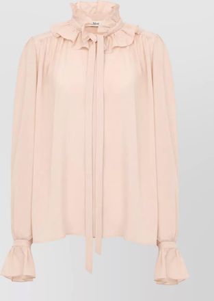 Chlo&eacute; silk ruffled high-neck blouse