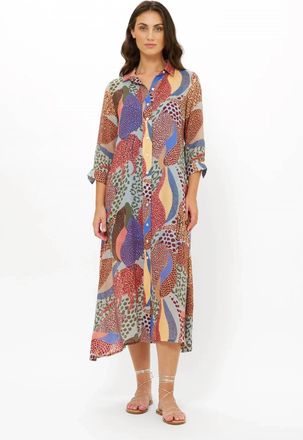 Oliphant Shirt Midi Dress In Nautilus Coral
