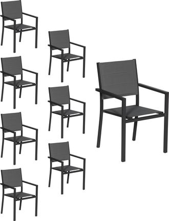 Happy Garden Happy Garden - Juego De 8 Sillas Tapizadas De Aluminio Antracita Textileno Gris