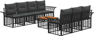 vidaXL Conjunto De Sof&aacute;s De Exterior 8 Uds. Negro Y Gris Oscuro Vidaxl