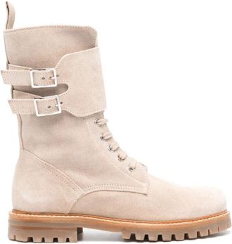 Kiton Beige Su&egrave;de Halfhoge Veterlaarzen - Dames - Veterlaarzen - Beige - 38 EU - Su&egrave;de - Schoenen
