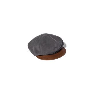 Miu Miu Corduroy And Leather Newsboy Cap, Woman, Smoke/oak, Size L