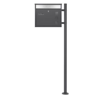 ML Design Ecd Germany Buz&oacute;n De Acero Inoxidable Con Soporte Tipo Poste Lateral 120 Cm Casillero Antracita Moderno Con Gran Apertura Para El Correo Con Placa De 