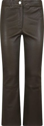 Arma Lively Stretch Plong&eacute; Flared-Leg Leather Cropped Pants