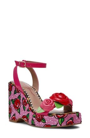 Betsey Johnson Lizzette Wedge Sandal in Fushia Rose at Nordstrom, Size 6.5