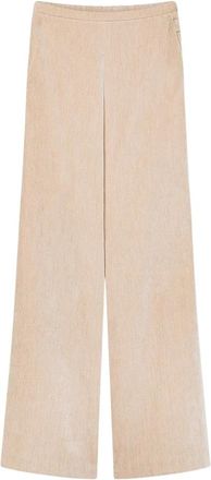 Forte_Forte Metropolitano High-Waist Double-Faced Velvet Broeken - Dames - Wijde Broeken - Beige - S - Polyester - Broeken