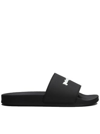Palm Angels Black Classic Logo Sliders Logo Sandals