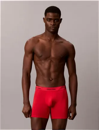 Calvin Klein Mens Icon Cotton Stretch Shine Boxer Brief - Red - XL