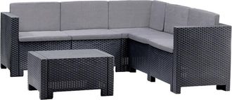 Dmora Set salotto da esterno Camerota, Salottino outdoor, Set da balcone o giardino, Composizione soggiorno per esterni, Made in Italy, Antracite - Dmora