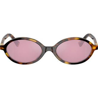 Miu Miu 50mm Oval Sunglasses in Honey Havana /Dark Pink Mirror Silver Int at Nordstrom