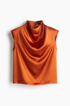 H&M Satintop mit Wasserfallausschnitt - Orange