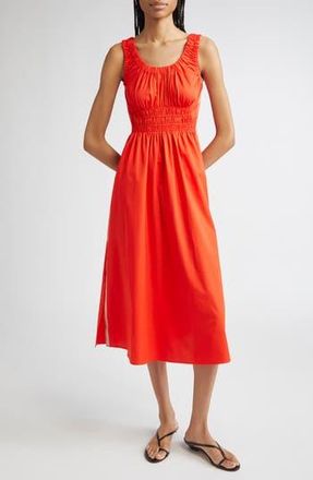 Reiss Anouk Smock Waist Cotton Dress in Red at Nordstrom Rack, Size 12 Us / 16 Uk