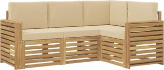 vidaXL Set Di Divani Da Esterno 4 Pz Bianco E Beige Poliestere Vidaxl
