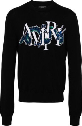 Amiri logo-jacquard wool-blend jumper - men - Wool/Spandex/Elastane - S - Black