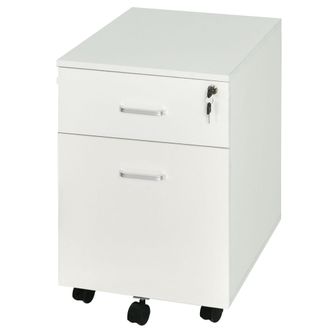 Vinsetto Cajonera De Oficina Con Ruedas Mueble Archivador Con 2 Cajones Para Documentos En Tama&ntilde;o A4 Cerradura Y Llaves 40x49x58 Cm Blanco
