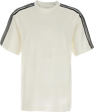 Yohji Yamamoto Short Sleeve Tee 3-Stripes - Heren - T-shirts - Wit - M - Wol - Tops