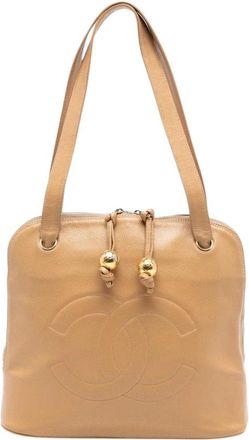 Chanel Pre-owned Leren Tote Bag - Dames - Vintage Shopper - Beige - ONE Size - Leer - Vintage