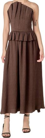 English Factory Pleated Ruffle Strapless Maxi Dress in Brown at Nordstrom, Size X-Small