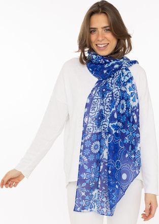 Zwillingsherz Schal ZWILLINGSHERZ Mosaik, Damen, royalblau, Web, Obermaterial: 100% Polyester, Modet&uuml;cher Schal, klassisches Muster, transparent