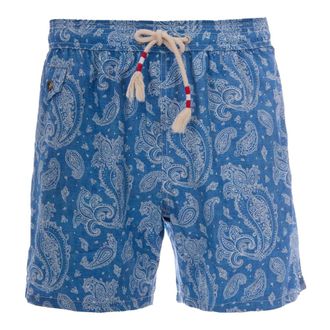 MC2 Saint Barth Beachwear, male, Blue, Size: XL Lighting 70 Ultralight Swim Short 70s Print