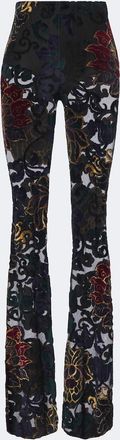 Etro Devor&eacute; floral sheer flared pants