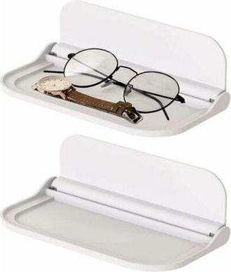 OEM Juego De 2 Estantes De Pared Blancos (18x11cm, S) Estante De Pared Sin Taladrar Estante De Ba&ntilde;o Ampl&iacute;e F&aacute;cilmente El Espacio Para Dormitorio, Sala De 