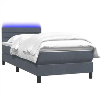 vidaXL Cama Box Spring Con Colch&oacute;n Terciopelo Gris Oscuro 90x220 Cm Vidaxl