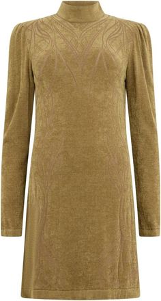 Alberta Ferretti Midi Jurk met Kraag - Dames - Korte kleedjes - Beige - S - Kleedjes