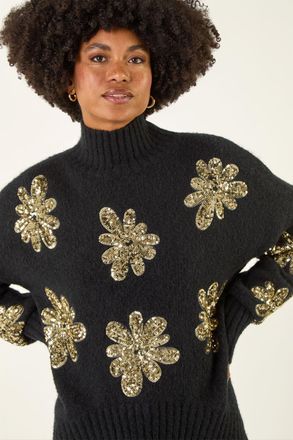 Roman Floral Sequin Knit Jumper