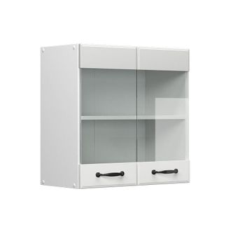 Vicco Armario de cocina con vidrio R-Line, Blanco casa de campo, 60 cm