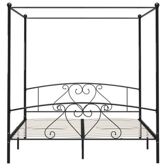 Berkfield Home Elegant Canopy Bed Frame Black Metal 6FT Super King