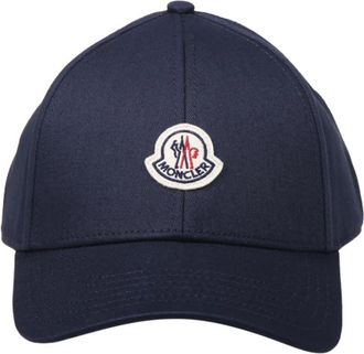 Moncler Logo Baseball Cap - Heren - Petten - Blauw - ONE Size - Katoen - Accessoires