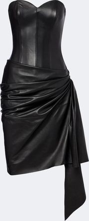 Alex Perry Draped leather corset dress
