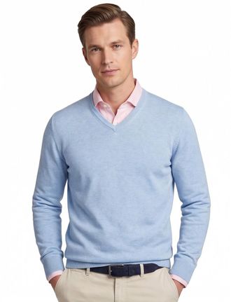 Casamoda Casa Moda trui v-hals lichtblauw effen 100% katoen