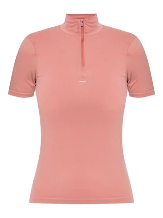 PANGAIA zip-neck short-sleeves performance T-shirt - Pink